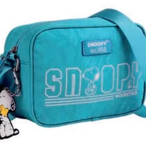 Bandolera Snoopy en Nylon de Calidad con Cremallera y Llavero de Goma
