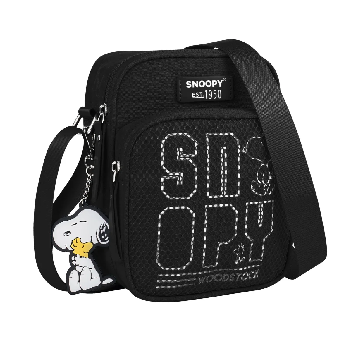 Bolso Bandolera Snoopy en Nylon de Calidad con Llavero de Goma y Detalles Casuales - Imagen 4