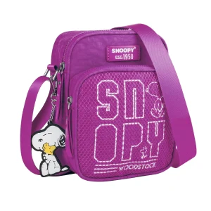 Bolso Bandolera Snoopy en Nylon de Calidad con Llavero de Goma y Detalles Casuales