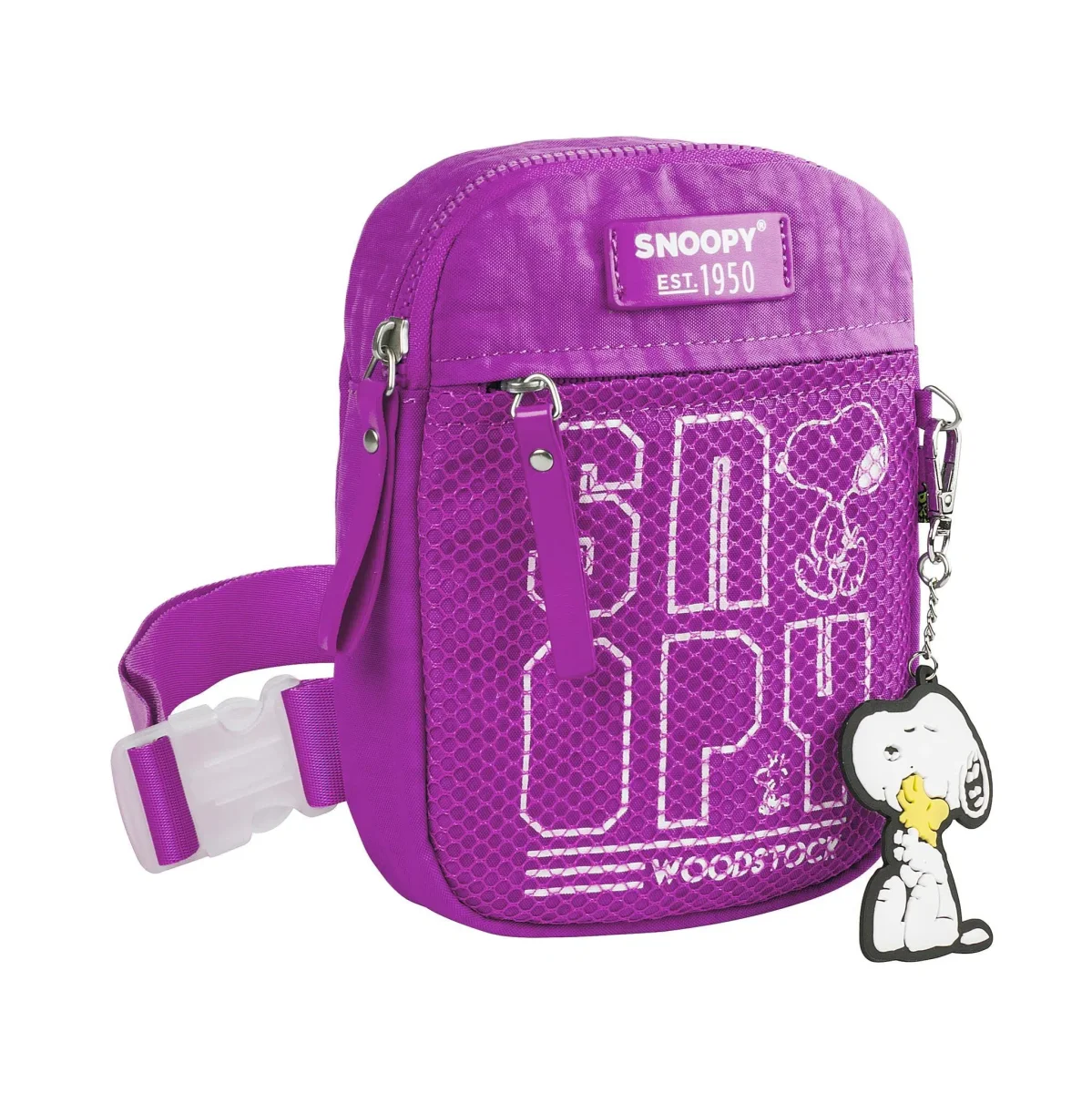 Bolso Bandolera Snoopy en Nylon de Calidad con Llavero de Goma y Bolsillo Frontal - Imagen 2