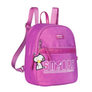 Amplia Mochila Snoopy en Nylon de Calidad con Llavero de Goma  y Bolsillo Frontal
