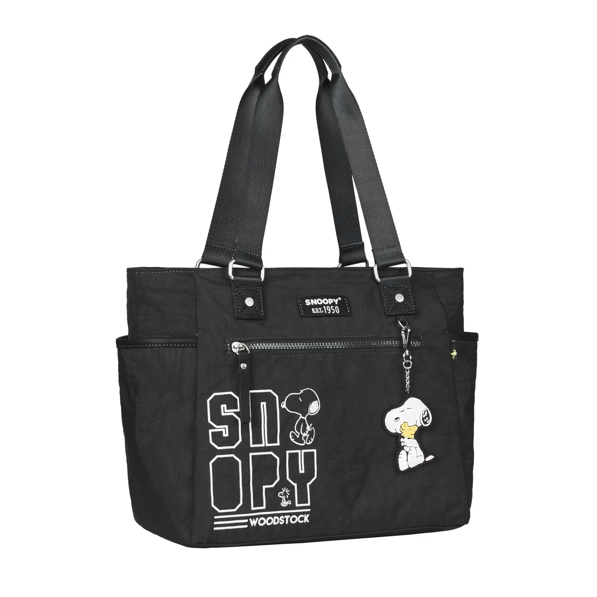 Bolso Tote Snoopy en Nylon de Calidad con Multicompartimentos y Llavero de Goma - Imagen 4