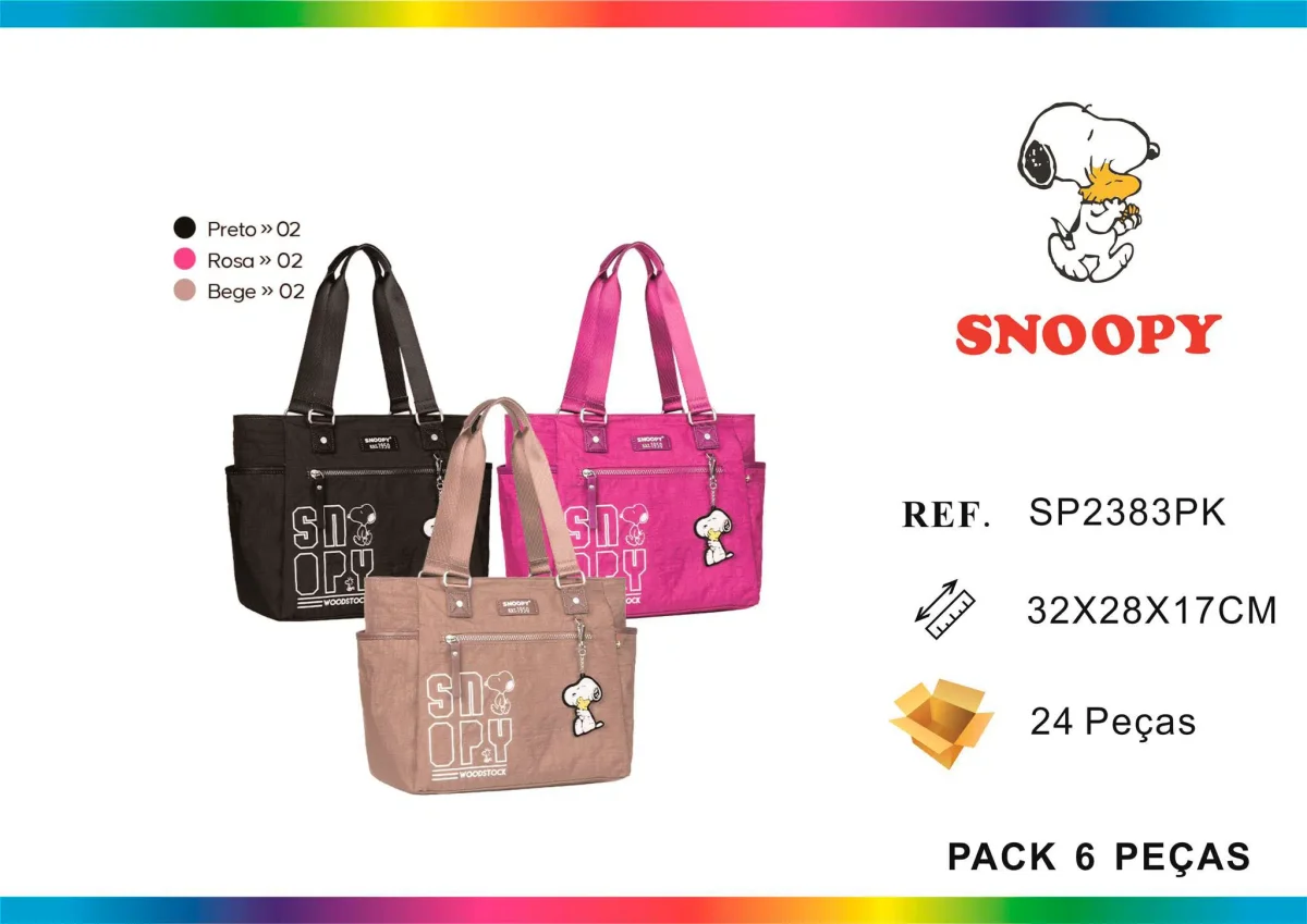 Bolso Tote Snoopy en Nylon de Calidad con Multicompartimentos y Llavero de Goma - Imagen 3