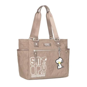 Bolso Tote Snoopy en Nylon de Calidad con Multicompartimentos y Llavero de Goma