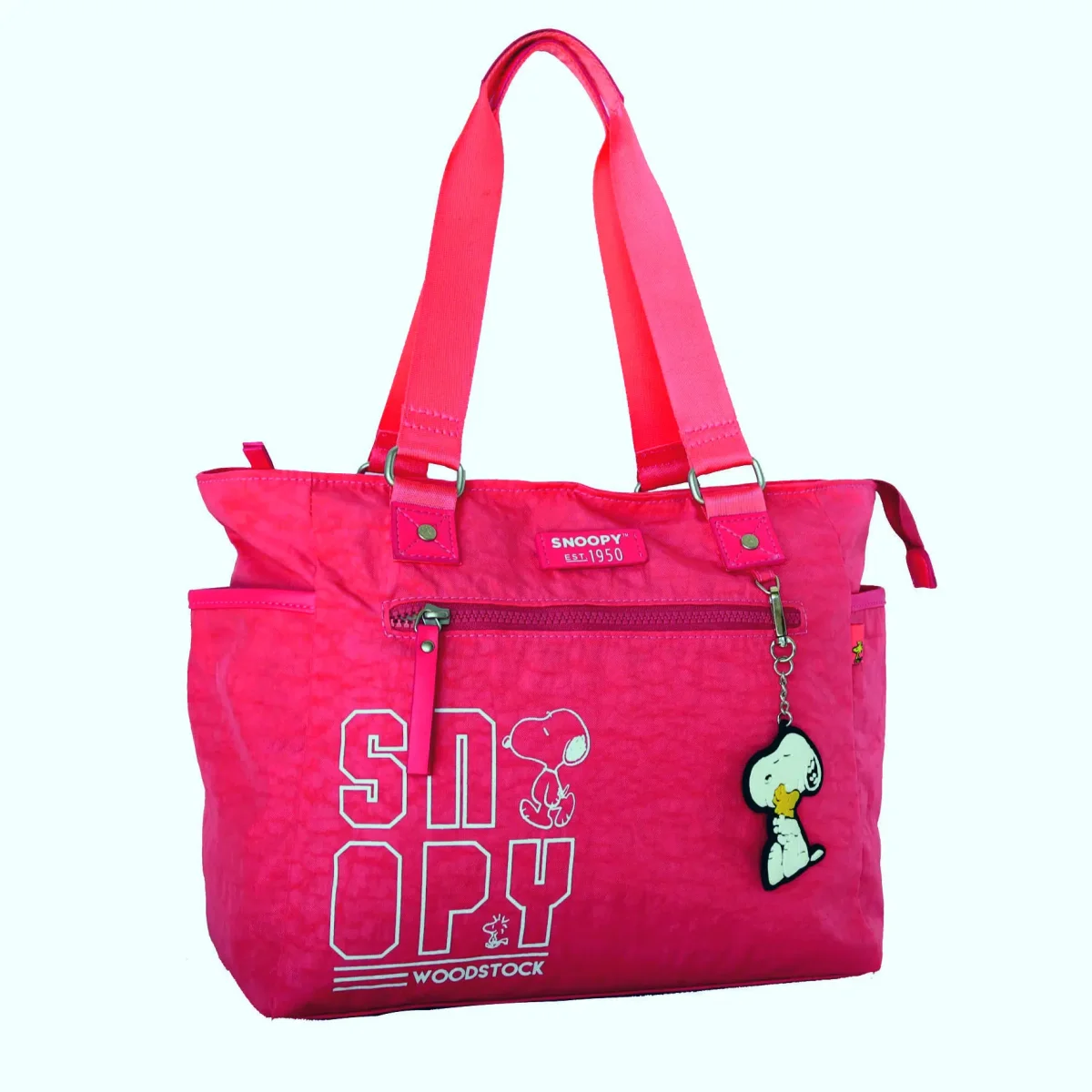 Bolso Tote Snoopy en Nylon de Calidad con Multicompartimentos y Llavero de Goma - Imagen 5