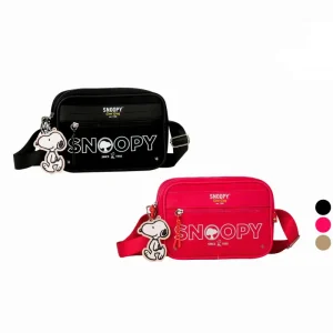 Bolso Bandolera Snoopy en Nylon de Calidad con Llavero, Bolsillo Frontal y Cremallera