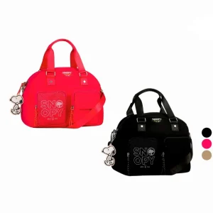 Bolso de Mano Snoopy en Nylon de Calidad con Llavero de Goma y Bolsillos Exteriores