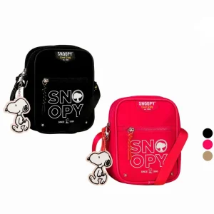 Bolsito Bandolera Snoopy en Nylon de Calidad con Llavero y Cremallera con Cuerda Decorativa