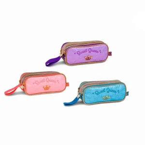 Estuche Escolar Sintético de Calidad con Diseño Sweet Queen y 2 Compartimentos