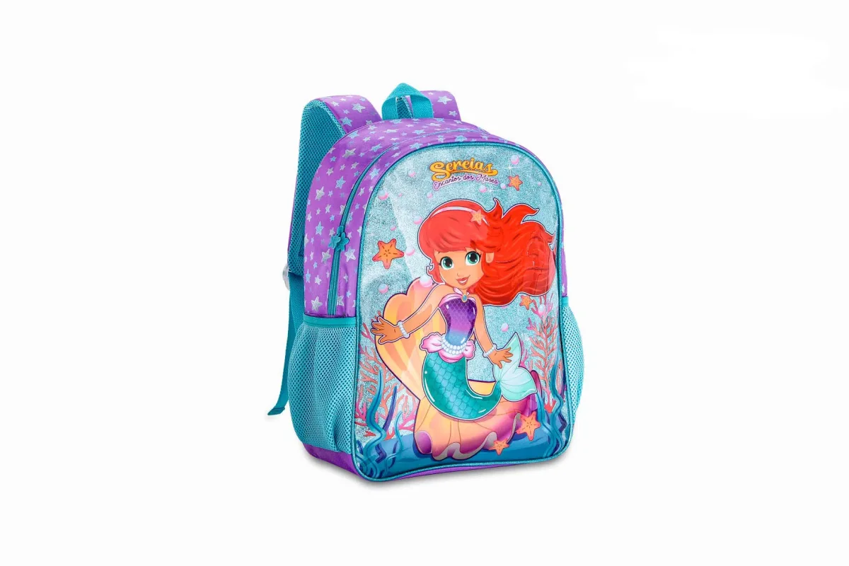 Mochila Escolar Sintética de Gran Calidad con Diseño Sereias y Varios Compartimentos - Imagen 2