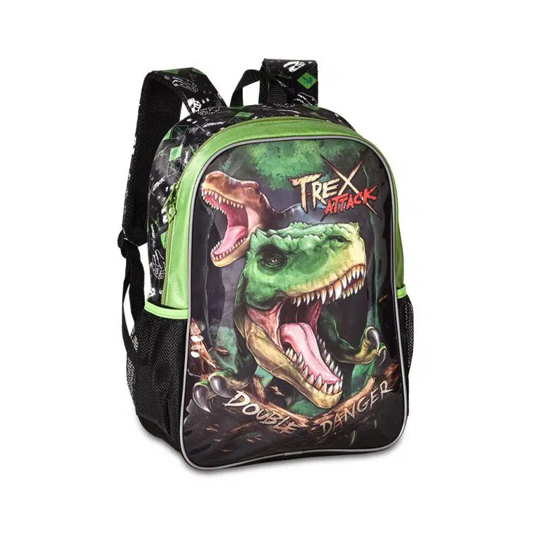 Mochila Escolar Sintética con Diseño T-Rex, Cremallera y Compartimentos Exteriores - Imagen 2