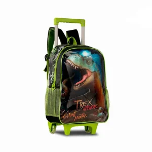 Mochila Escolar Sintética Verde con Ruedas de Gran Calidad y Diseño Rex Attack