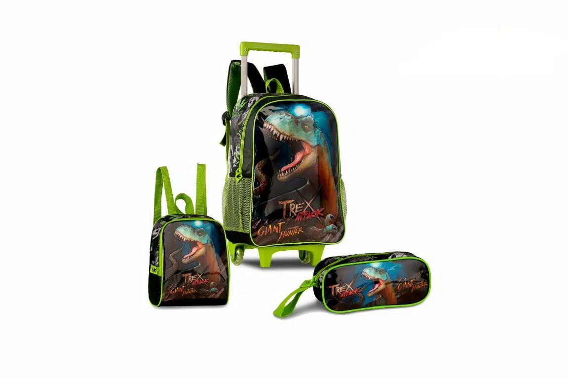 Set Mochila de Ruedas + Fiambrera + Estuche Sintético de Gran Calidad con Diseño Rex Attack - Imagen 2