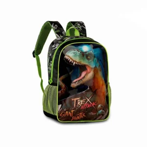 Mochila Escolar Sintética con Diseño Rex Attack Compartimentos Laterales de Rejilla