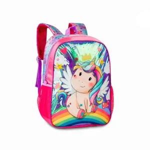 Mochila Escolar con Diseño Holográfico Unicornio y Compartimentos de Rejilla