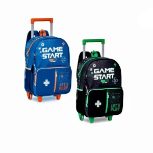 Mochila Escolar Sintética Tricolor de Ruedas con Gran Calidad y Diseño Game Start