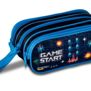 Estuche Escolar Sintético con Diseño Videojuego Space Galaxy y 3 Cremalleras