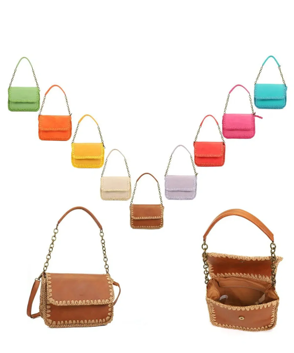 Bolso Bandolera de Papel con Asa Larga, Tira Bandolera y Solapa para Mujer - Imagen 3