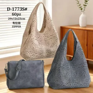 Bolso de Hombro Sintético para Mujer con Diseño de Agujeros y Bolso Bandolera Extra