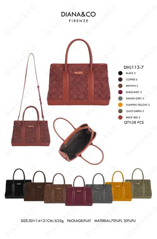 Bolso Sintético Diana & Co Firenze con Frontal Trenzado, Estilo Serraje y Botones Laterales