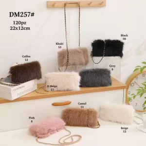 Bolso de Hombro en Pelo Sintético para Mujer con Asa Larga Cadena Dorada Extraíble