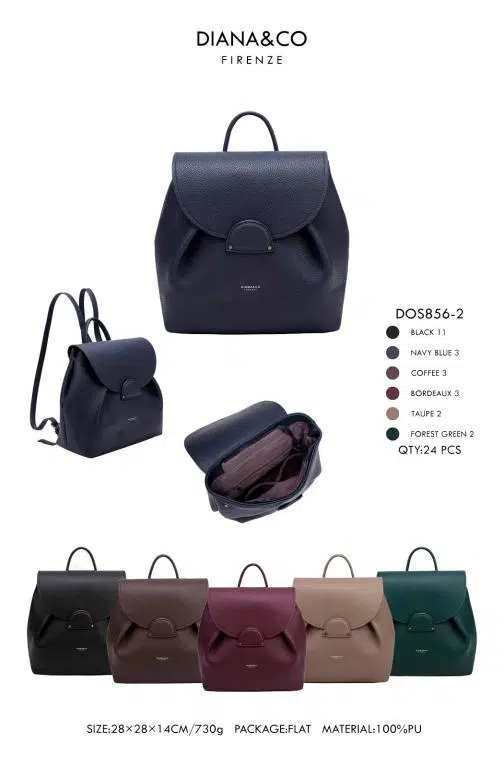 Mochila Sintética de Gran Calidad Diana & Co Firenze con Solapa y Bolsillos Internos para Mujer - Imagen 3