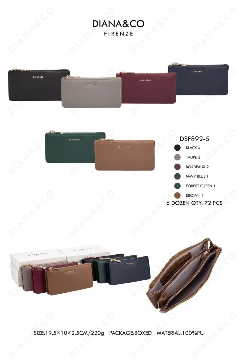 Cartera Larga Sintética Diana & Co Firenze con Caja y 3 Compartimentos para Mujer - Imagen 7
