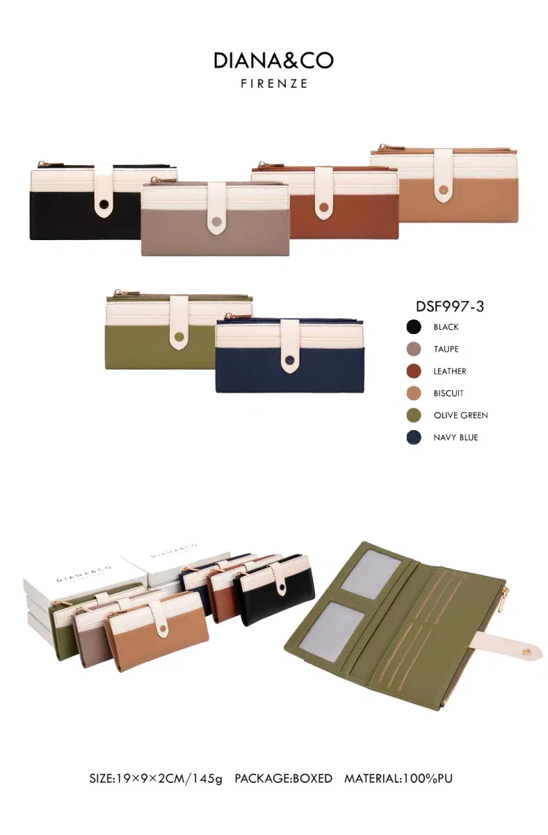 Cartera Sintética Bicolor Diana & Co Firenze para Mujer con Espacio para Tarjetas, Caja y Cremallera - Imagen 3