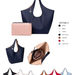 Bolso de Hombro en Piel Sintética para Mujer con Gran Capacidad y Neceser Extra de Nylon