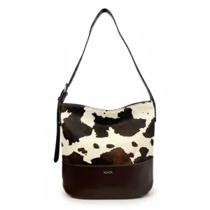 Bolso de Hombro Sintético Acacia tipo Hobo con Diseño Vaca y Asa Ajustable para Mujer