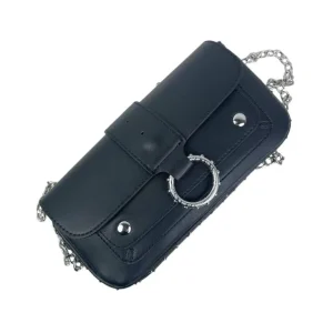 Bolso Bandolera Sintético para Mujer con Asas de Cadena y Aro Decorativo en la Solapa