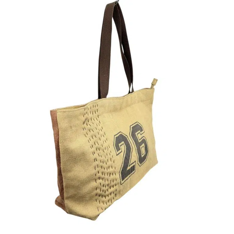 Bolso de Hombro Artesanal tipo Shopper en Yute con Números en el Frontal para Mujer - Imagen 6