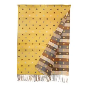 Bufanda Reversible de Lana para Mujer con Flecos Decorativos y Diseño de Lunares