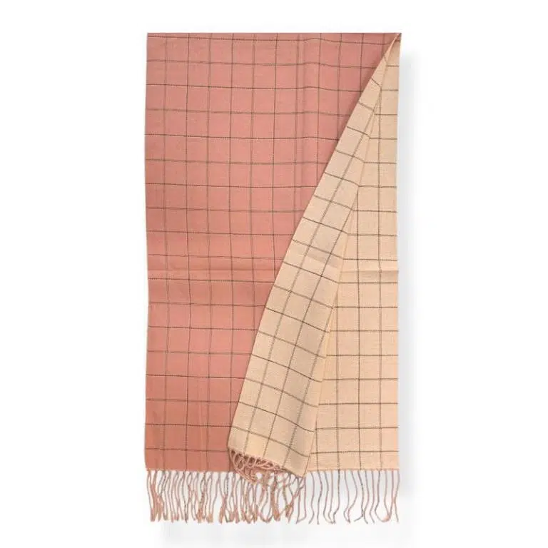 Bufanda Reversible de Lana para Mujer con Flecos Decorativos y Diseño de Rayas - Imagen 4