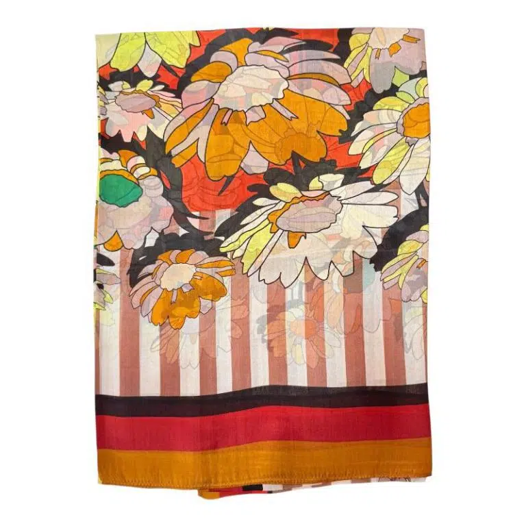 Amplia Bufanda de Mujer en Seda 100% con Gran Calidad y Diseño de Flores - Imagen 3