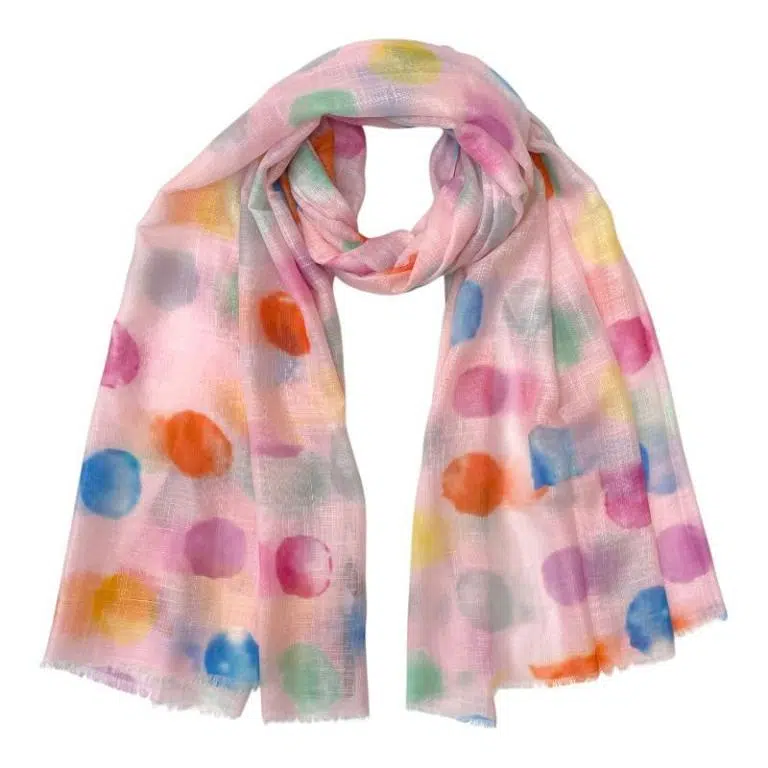 Bufanda de Lino y Algodón para Mujer con Diseño de Puntitos y Preciosos Colores