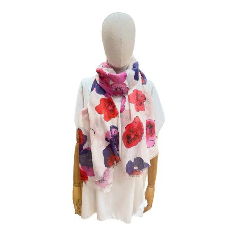 Bufanda de Algodón con Bonito Diseño de Flores y Vivos Colores para Mujer - Imagen 4