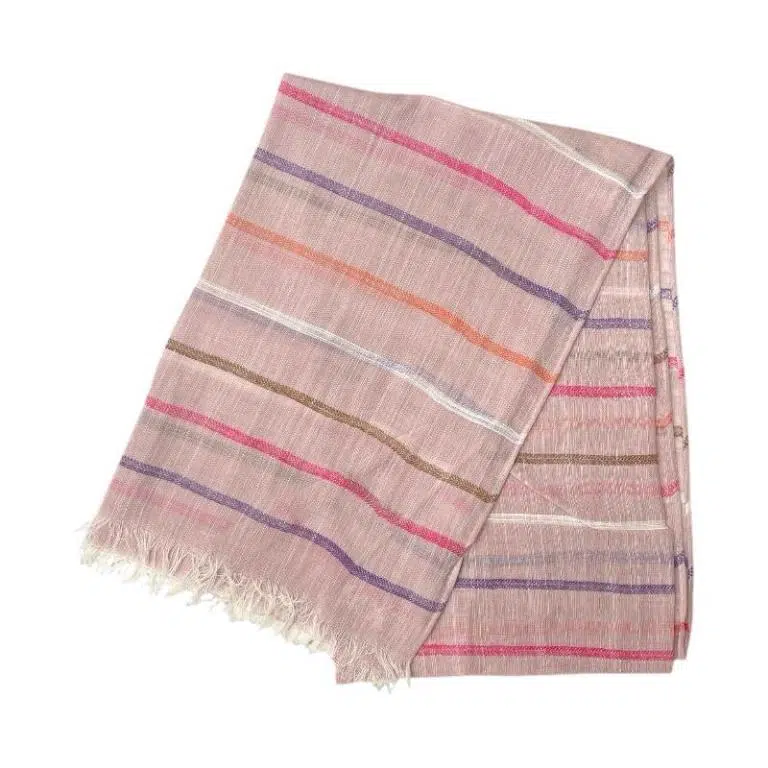 Bufanda de Lino y Algodón para Mujer con Diseño de Rayas de Colores y Gran Calidad