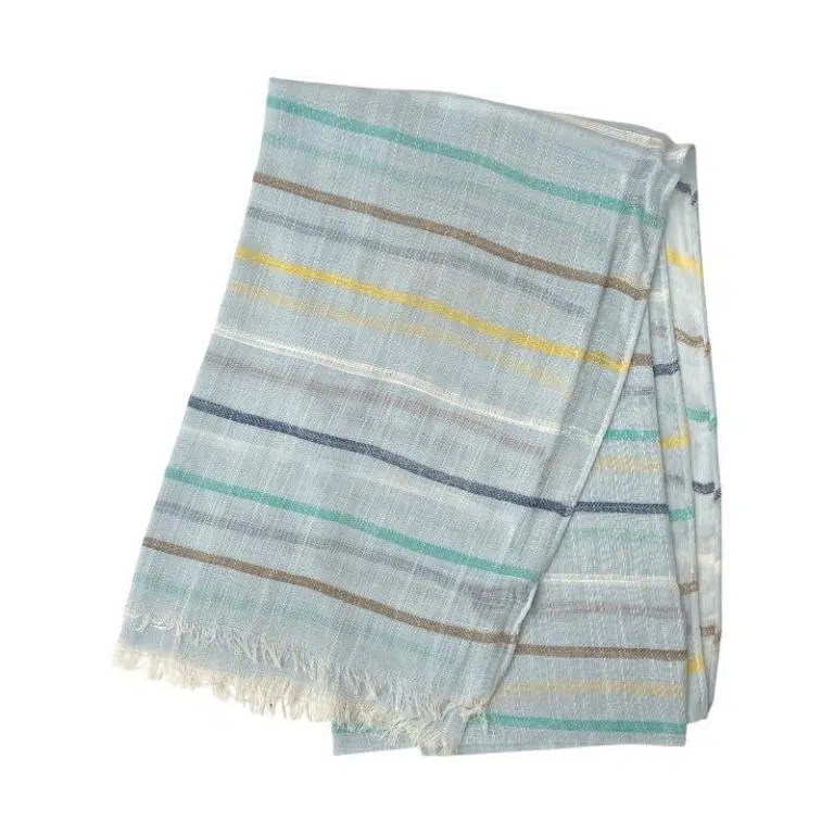 Bufanda de Lino y Algodón para Mujer con Diseño de Rayas de Colores y Gran Calidad - Imagen 4