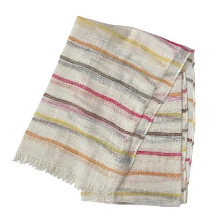 Bufanda de Lino y Algodón para Mujer con Diseño de Rayas de Colores y Gran Calidad - Imagen 5