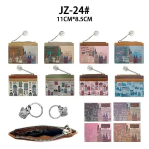 Monedero Sintético Sweet Candy con Diseño Ciudad, Caja y Anilla Decorativa Mujer