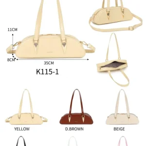 Bolso Bandolera Sintético Kaylee Estilo Baguette Rígido con Original Diseño y 2 Cremalleras Mujer