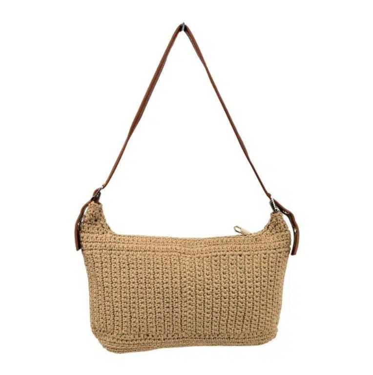 Bolso Bandolera de Algodón tipo Ganchillo con Diseño Cuadrados Frontales para Mujer - Imagen 9
