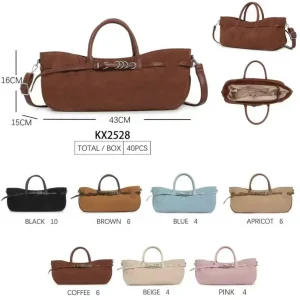 Bolso de Mano Sintético Estilo Serraje con Frontal Decorativo y Gran Apertura para Mujer