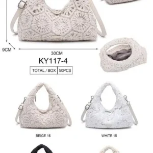 Bolso de Mano en Algodón Tipo Ganchillo Kaylee de Mujer con Alegre Diseño Étnico