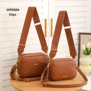 Juego 2 Bolsos Bandolera Maxfly con Flecos Decorativos en la Cremallera para Mujer