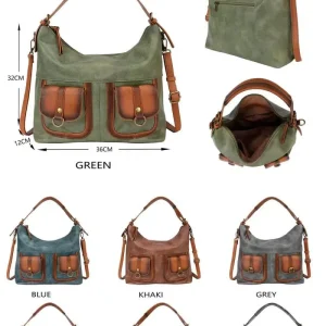 Bolso de Hombro Sintético con 3 Bolsillos Exteriores y Gran Capacidad para Mujer