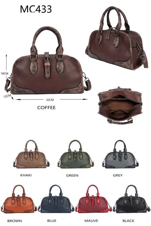 Bolso de Mano Sintético Estilo Bowling Vintage con Bolsillos Interiores para Mujer - Imagen 3