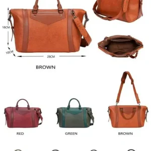 Bolso de Mano Sintético con Gran Capacidad, 2 Asas Cortas y Agarres Laterales para Mujer