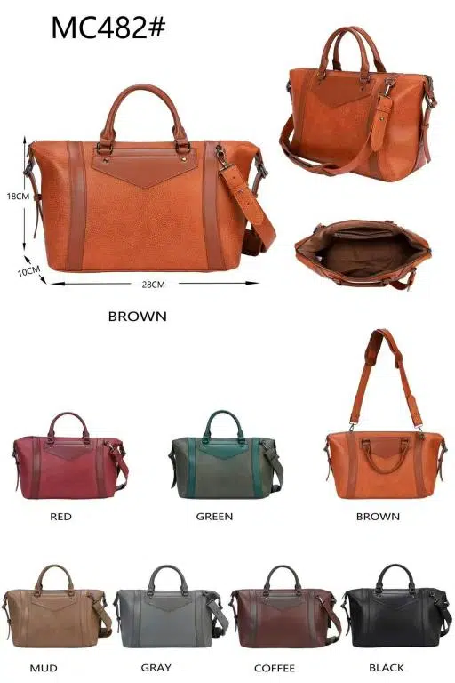 Bolso de Mano Sintético con Gran Capacidad, 2 Asas Cortas y Agarres Laterales para Mujer